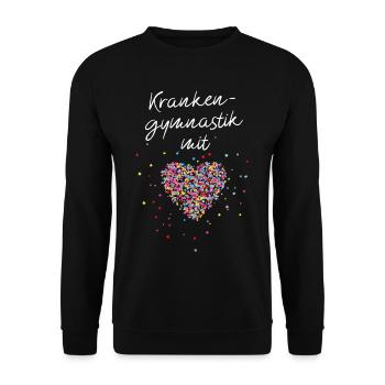 Krankengymnastik mit Herz Physiotherapie - Unisex Pullover - Schwarz - Vorne - Alina (178cm) & Michal (187cm)
