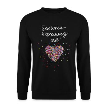 Seniorenbetreuung Mit Herz Altenpflege - Unisex Pullover - Schwarz - Vorne - Alina (178cm) & Michal (187cm)