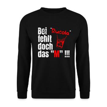 Bei Rucola fehlt doch das M - Unisex Pullover - Schwarz - Vorne - Alina (178cm) & Michal (187cm)