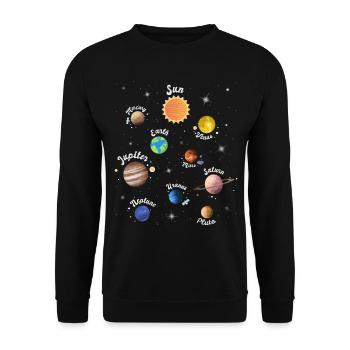 Système solaire Planète Espace Enfants Connaissances - Sweat-shirt Unisexe - noir - Devant - Alina (178cm) & Michal (187cm)