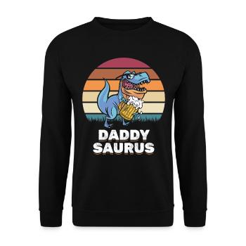 DaddySaurus Papa Dino Daddy Dinosaure PapaSaurus - Sweat-shirt Unisexe - noir - Devant - Alina (178cm) & Michal (187cm)