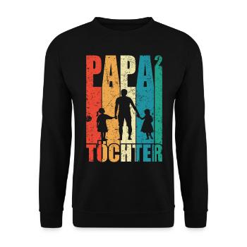 Papa Hoch 2 Dad Hoch 2 Töchter Vatertag Geschenk - Unisex Pullover - Schwarz - Vorne - Alina (178cm) & Michal (187cm)