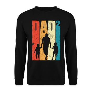 Dad Hoch 2 Papa Hoch 2 Kinder Zweifacher Papa - Unisex Pullover - Schwarz - Vorne - Alina (178cm) & Michal (187cm)