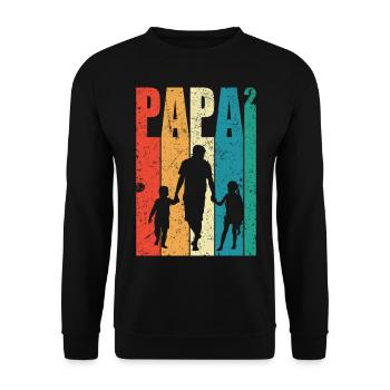 Papa Hoch 2 Dad Hoch 2 Kinder Zweifacher Vater - Unisex Pullover - Schwarz - Vorne - Alina (178cm) & Michal (187cm)