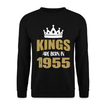 Les rois naissent en 1955 - Sweat-shirt Unisexe - noir - Devant - Alina (178cm) & Michal (187cm)