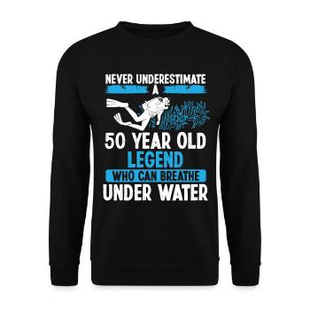 50e anniversaire Jamais 50 ans Plongeur sous-marin - Sweat-shirt Unisexe - noir - Devant - Alina (178cm) & Michal (187cm)