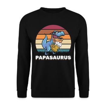 Papasaurus Papa Dinosaure Papa Dino Fête des pères - Sweat-shirt Unisexe - noir - Devant - Alina (178cm) & Michal (187cm)
