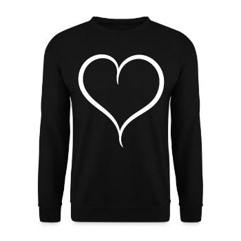 Simple White Heart - Unisex Sweatshirt - black - Front - Alina (178cm) & Michal (187cm)