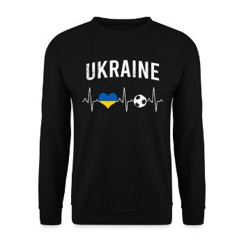 Ukraine Fußball Herzschlag - Unisex Pullover - Schwarz - Vorne - Alina (178cm) & Michal (187cm)
