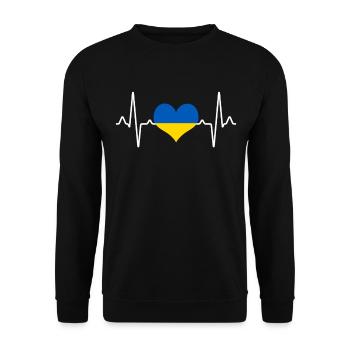 Ukraine Herzschlag - Unisex Pullover - Schwarz - Vorne - Alina (178cm) & Michal (187cm)