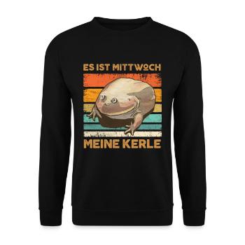 Es Ist Mittwoch Meine Kerle Mittwochsfrosch Meme - Unisex Pullover - Schwarz - Vorne - Alina (178cm) & Michal (187cm)