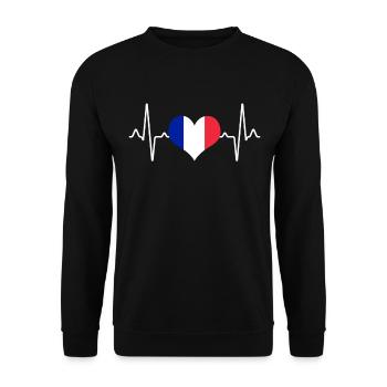 Frankreich Herzschlag - Unisex Pullover - Schwarz - Vorne - Alina (178cm) & Michal (187cm)