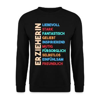 Kindergärtnerin Erzieherin - Unisex Pullover - Schwarz - Vorne - Alina (178cm) & Michal (187cm)