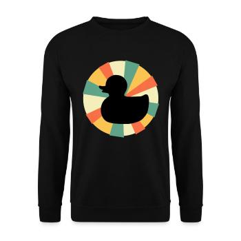 Ente Quitscheente Erpel Enten Gelbe Gummiente - Unisex Pullover - Schwarz - Vorne - Alina (178cm) & Michal (187cm)