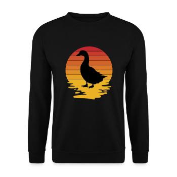 Ente Quitscheente Erpel Enten Gelbe Gummiente - Unisex Pullover - Schwarz - Vorne - Alina (178cm) & Michal (187cm)