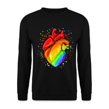 Colorful Real Heart LGBTQ GAY Lesbian Pride Month - Unisex Sweatshirt - black - Front - Alina (178cm) & Michal (187cm)