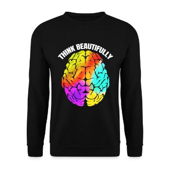Colorful Brain Think Beautifully LGBTQ Pride Month - Unisex Sweatshirt - black - Front - Alina (178cm) & Michal (187cm)
