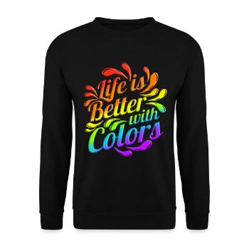 Logo LGBTQ La vie est meilleure avec les couleurs Mois de la fierté - Sweat-shirt Unisexe - noir - Devant - Alina (178cm) & Michal (187cm)