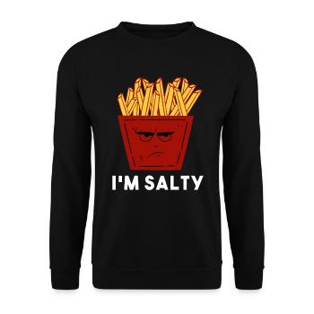 I'm Salty I Salzige Wütende Pommes Frites Fritten - Unisex Pullover - Schwarz - Vorne - Alina (178cm) & Michal (187cm)