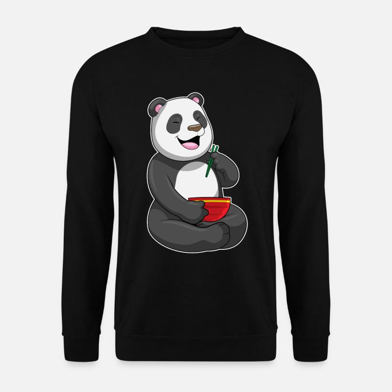 Panda mit Schüssel Ramen - Unisex Pullover - Schwarz