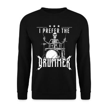 Drummer Drum Set Girl Girlfriend - Unisex Pullover - Schwarz - Vorne - Alina (178cm) & Michal (187cm)