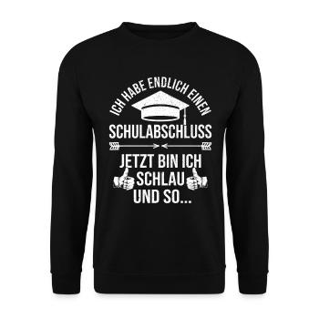 Abschluss Schulabschluss Abi Realschule Abitur - Unisex Pullover - Schwarz - Vorne - Alina (178cm) & Michal (187cm)
