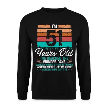 51st Birthday Idea Birthdays Retro 51 Years Old - Unisex Pullover - Schwarz - Vorne - Alina (178cm) & Michal (187cm)