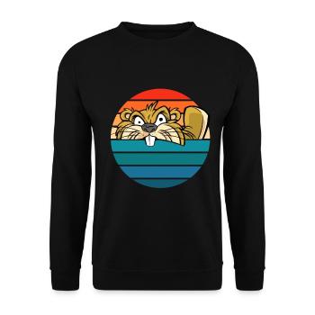 Biber Nagetier für Tierliebhaber - Unisex Pullover - Schwarz - Vorne - Alina (178cm) & Michal (187cm)