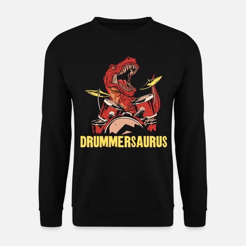 Drummer Drum Set Dinosaur T-Rex - Unisex Sweatshirt - black
