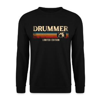 Drummer Drum Set Vintage Retro - Unisex Pullover - Schwarz - Vorne - Alina (178cm) & Michal (187cm)