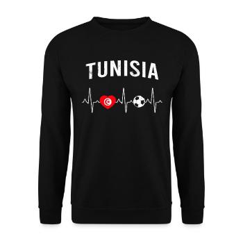 Tunisia Football Heartbeat - Unisex Sweatshirt - black - Front - Alina (178cm) & Michal (187cm)