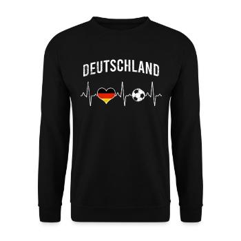 Germany Football Heartbeat - Unisex Sweatshirt - black - Front - Alina (178cm) & Michal (187cm)