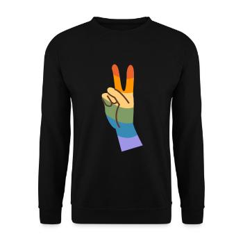 LGBTQ Gay Pride Month Rainbow Love is Love - Unisex Pullover - Schwarz - Vorne - Alina (178cm) & Michal (187cm)