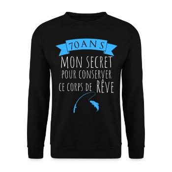 70 ans corps de rêve pêcheur, 70ème anniversaire - Sweat-shirt Unisexe - noir - Devant - Alina (178cm) & Michal (187cm)