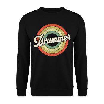 Drummer Retro Vintage Drummer - Unisex Sweatshirt - black - Front - Alina (178cm) & Michal (187cm)