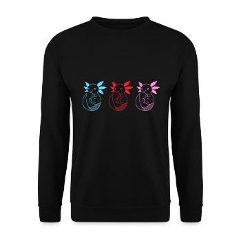 Cute Axolotls Haustier Teenager Weird Vaporwave - Unisex Pullover - Schwarz - Vorne - Alina (178cm) & Michal (187cm)