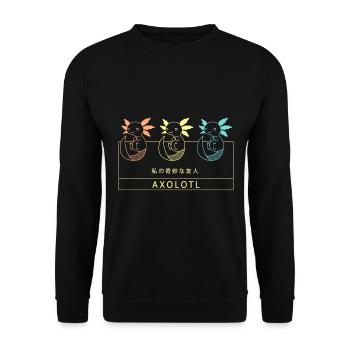 Axolotl Streetwear Japanese Aesthetic Pastel Color - Unisex Sweatshirt - black - Front - Alina (178cm) & Michal (187cm)