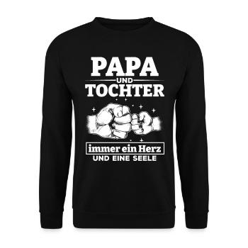 Papa und Tochter immer ein Herz und eine Seele I - Unisex Pullover - Schwarz - Vorne - Alina (178cm) & Michal (187cm)