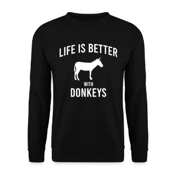 Esel Spruch - Unisex Pullover - Schwarz - Vorne - Alina (178cm) & Michal (187cm)