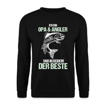 Angler Angeln Opa - Unisex Pullover - Schwarz - Vorne - Alina (178cm) & Michal (187cm)