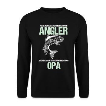 Angler Angeln Opa - Unisex Pullover - Schwarz - Vorne - Alina (178cm) & Michal (187cm)