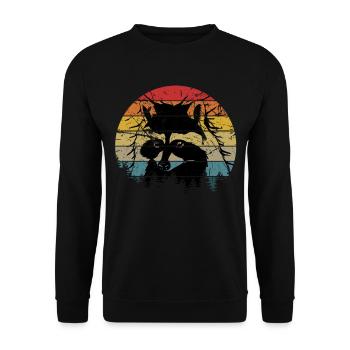 Waschbär Racoon Tier Geschenk Frettchen Marder - Unisex Pullover - Schwarz - Vorne - Alina (178cm) & Michal (187cm)