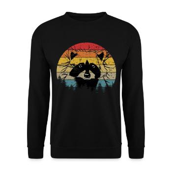 Waschbär Racoon Tier Geschenk Frettchen Marder - Unisex Pullover - Schwarz - Vorne - Alina (178cm) & Michal (187cm)