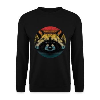 Waschbär Racoon Tier Geschenk Frettchen Marder - Unisex Pullover - Schwarz - Vorne - Alina (178cm) & Michal (187cm)