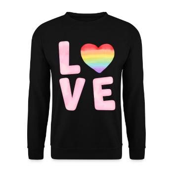 LGBTQ Gay Pride Month Rainbow Love is Love - Unisex Pullover - Schwarz - Vorne - Alina (178cm) & Michal (187cm)