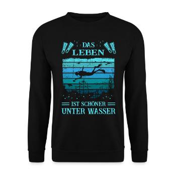 Tauchen - Das Leben ist schöner unter Wasser - Unisex Pullover - Schwarz - Vorne - Alina (178cm) & Michal (187cm)