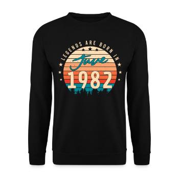 40tes Lebensjahr Juni 1982 - Unisex Pullover - Schwarz - Vorne - Alina (178cm) & Michal (187cm)