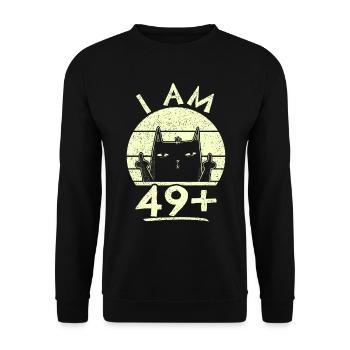 50th birthday woman 50th 50 years - I AM 49+ PLUS - Unisex Sweatshirt - black - Front - Alina (178cm) & Michal (187cm)