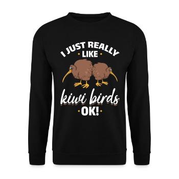 Ich mag Kiwi Birds I New Zealand Kiwi Bird - Unisex Pullover - Schwarz - Vorne - Alina (178cm) & Michal (187cm)