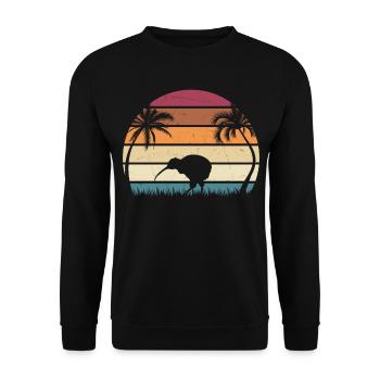 Retro Kiwi Bird Sunset Kiwi Vögel Neuseeland Kiwi - Unisex Pullover - Schwarz - Vorne - Alina (178cm) & Michal (187cm)